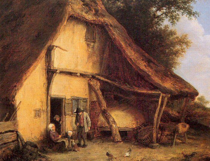 Ostade, Adriaen van A Peasant Family Outside a Cottage